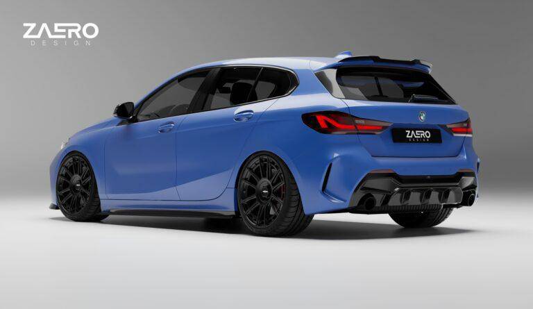 BMW M135i & 1 Series Dual Exit (128ti, 120d, 120i) F40 EVO-1 Gloss Black Rear Diffuser by ZAERO (2019+)