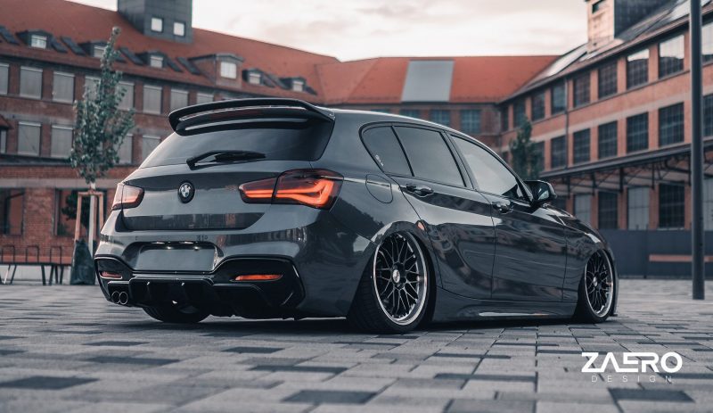 BMW 1 Series M Sport F20 F21 LCI Single Exit (118i 120i 120d 125i) EVO-1 Gloss Black Rear Diffuser by ZAERO (2015-2019)