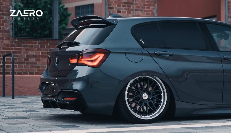 BMW 1 Series M Sport F20 F21 LCI Single Exit (118i 120i 120d 125i) EVO-1 Gloss Black Rear Diffuser by ZAERO (2015-2019)