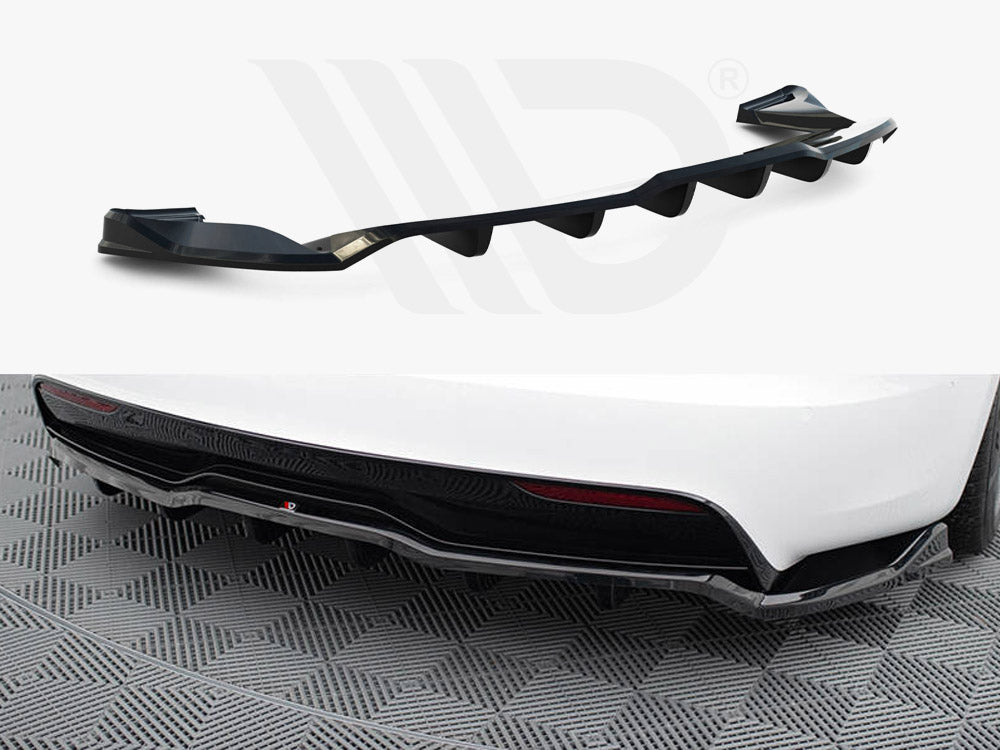 Central Rear Splitter (Vertical Bars) V.1 Tesla Model S Plaid Mk1 Facelift