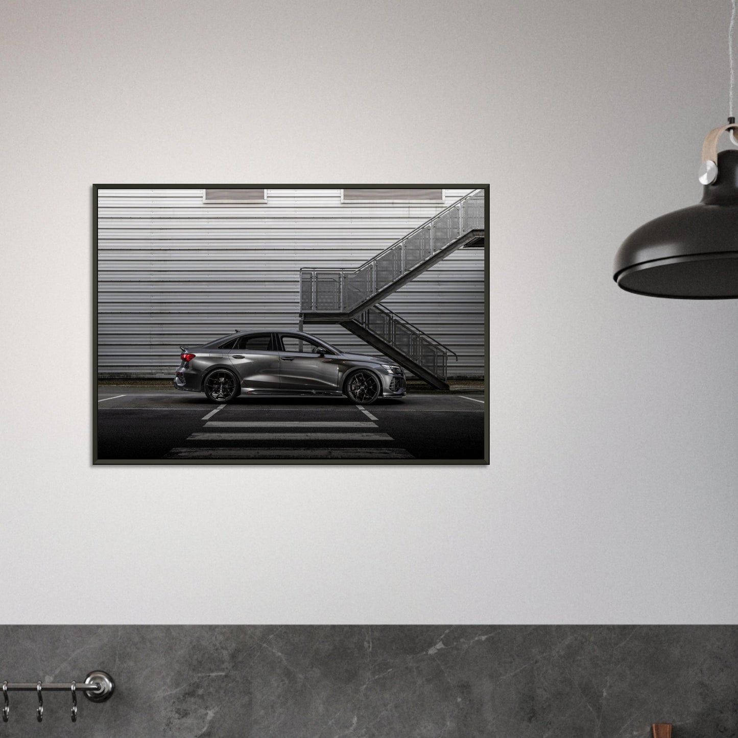 Premium Matte Paper Metal Framed Poster - Audi RS3 Saloon with Urban Aero Kit