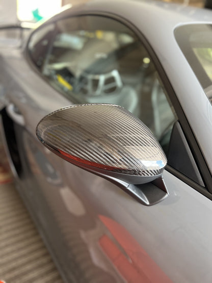 Porsche Carbon Fibre Mirror Cover Replacements 718 Cayman GT4 RHD