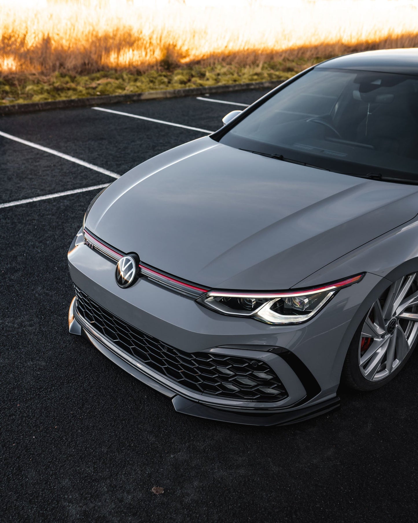 VW Golf R-Line & Golf GTI Mk8 EVO-1 Gloss Black Front Splitter by ZAERO (2020+)