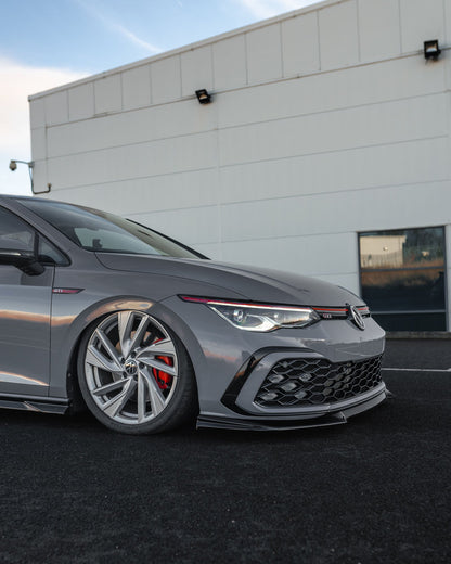 VW Golf R-Line & Golf GTI Mk8 EVO-1 Gloss Black Front Splitter by ZAERO (2020+)