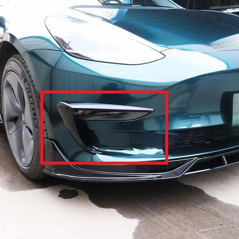 Tesla Model 3 Gloss Black Front Bumper Fog Light Trims 16-Present