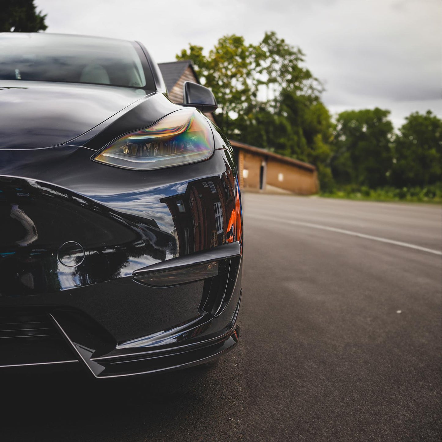 Tesla Model Y Competition Style Gloss Black Front Bumper Trims 19-22