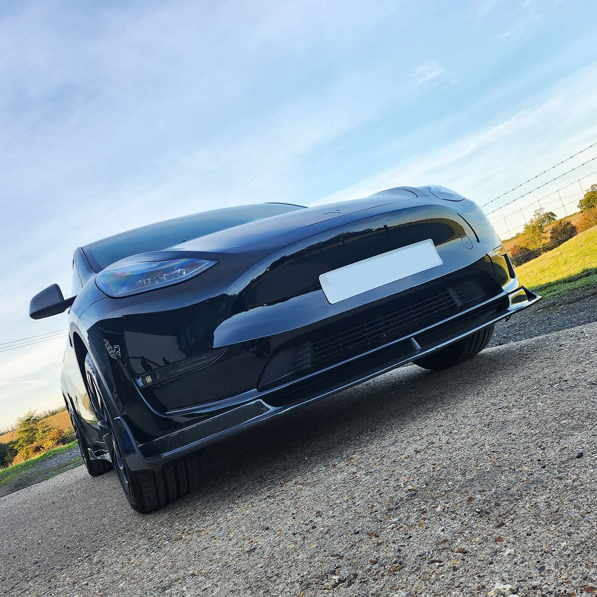 Tesla Model Y V Style Carbon Fibre Front Splitter 19-23