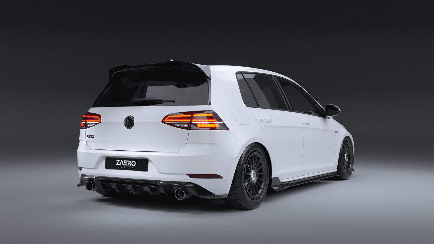 VW Golf GTI Mk7.5 EVO-1 Gloss Black Rear Diffuser by ZAERO (2017-2020)