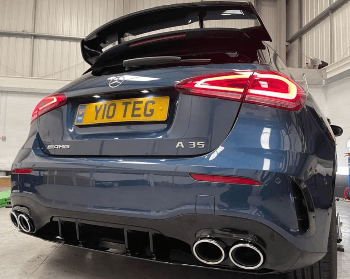 MERCEDES A-CLASS W177 GLOSS BLACK QUAD TIP DIFFUSER