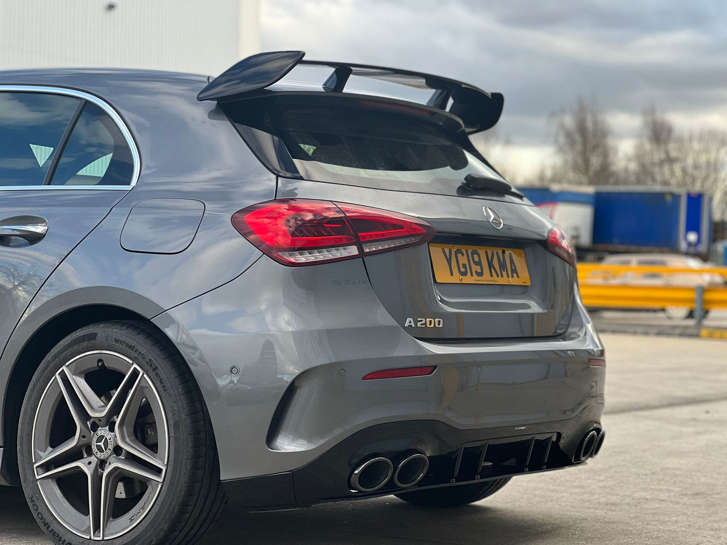 MERCEDES A-CLASS W177 GLOSS BLACK QUAD TIP DIFFUSER