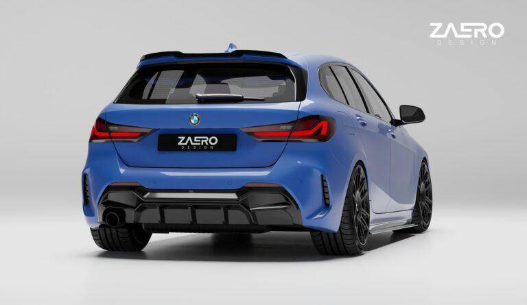 BMW 1 Series M Sport F40 Single Exit (116i 116d 118i 118d) EVO-1 Gloss Black Rear Diffuser by ZAERO (2019+)