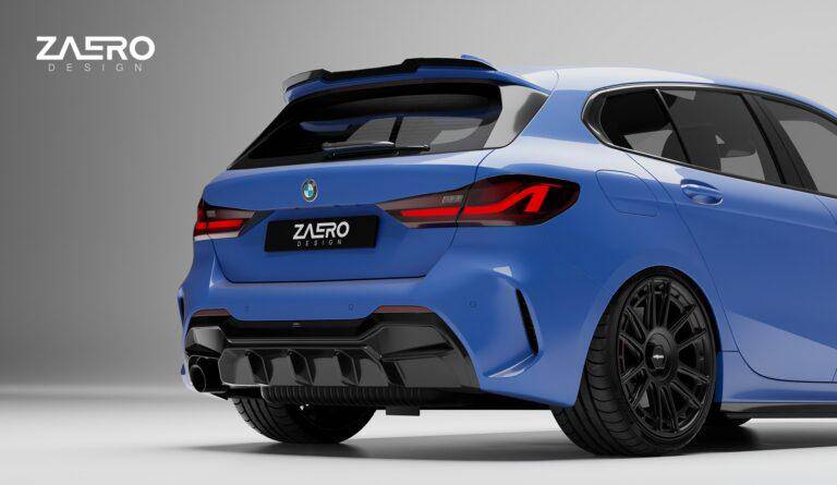 BMW 1 Series M Sport F40 Single Exit (116i 116d 118i 118d) EVO-1 Gloss Black Rear Diffuser by ZAERO (2019+)