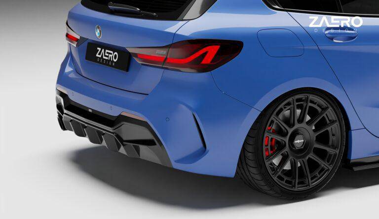 BMW 1 Series M Sport F40 Single Exit (116i 116d 118i 118d) EVO-1 Gloss Black Rear Diffuser by ZAERO (2019+)