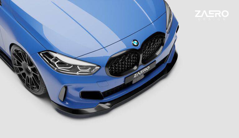 BMW 1 Series M Sport & M135i F40 EVO-1 Gloss Black Front Splitter by ZAERO (2019+)