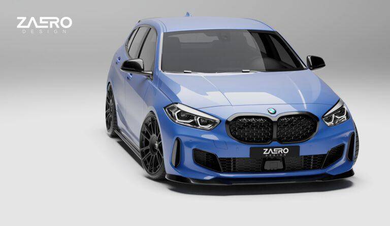 BMW 1 Series M Sport & M135i F40 EVO-1 Gloss Black Front Splitter by ZAERO (2019+)