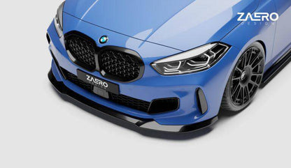 BMW 1 Series M Sport & M135i F40 EVO-1 Gloss Black Front Splitter by ZAERO (2019+)