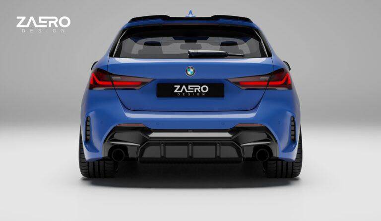 BMW M135i & 1 Series Dual Exit (128ti, 120d, 120i) F40 EVO-1 Gloss Black Rear Diffuser by ZAERO (2019+)