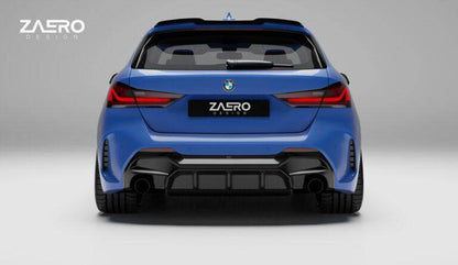 BMW M135i & 1 Series Dual Exit (128ti, 120d, 120i) F40 EVO-1 Gloss Black Rear Diffuser by ZAERO (2019+)