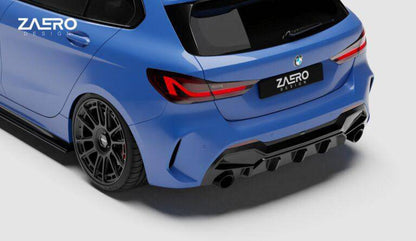 BMW M135i & 1 Series Dual Exit (128ti, 120d, 120i) F40 EVO-1 Gloss Black Rear Diffuser by ZAERO (2019+)