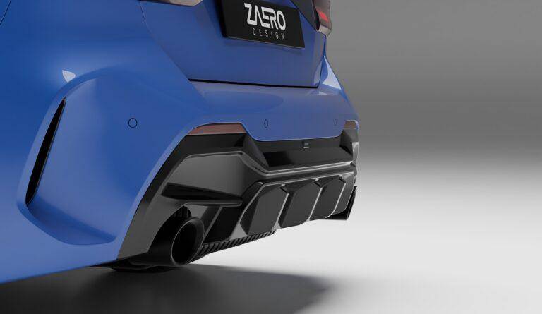 BMW M135i & 1 Series Dual Exit (128ti, 120d, 120i) F40 EVO-1 Gloss Black Rear Diffuser by ZAERO (2019+)