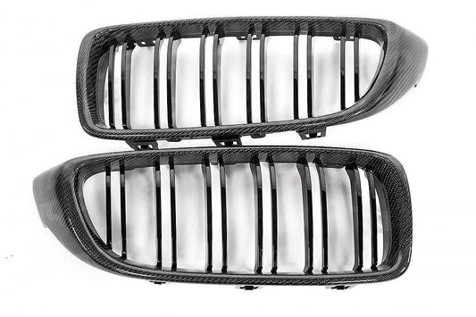 Carbon Fibre Double Slat Kidney Grilles for BMW 4 Series, M3 & M4 (2014-2020, F32 F33 F80 F82 F83)