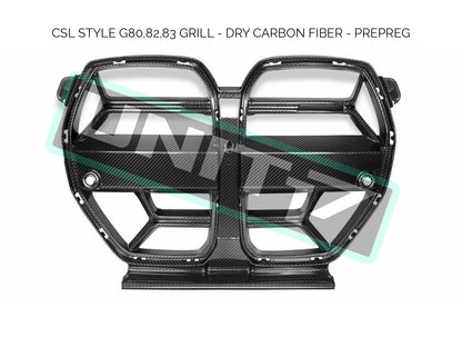 BMW M3 M4 G80 G82 G83 CSL STYLE CARBON FIBER GRILL PRE PREG DRY CARBON (WITHOUT RADAR)