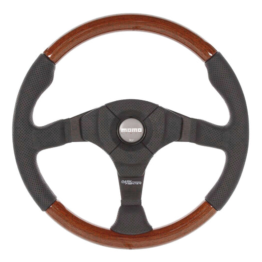 MOMO Dark Fighter Wood Steering Wheel - 350mm