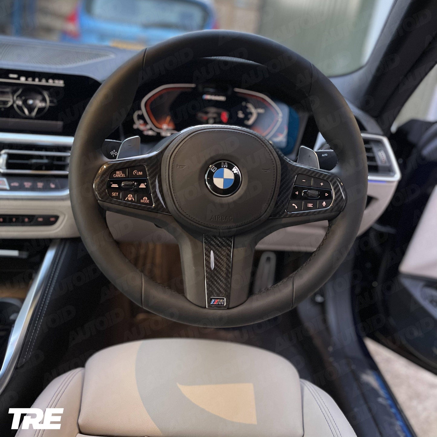 TRE Pre-Preg Carbon Fibre Steering Wheel Trim Accent for BMW M Sport Models (2018+, F40 F44 G20 G21 G42 G30)