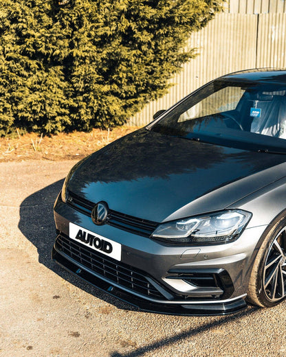 VW Golf R Mk7.5 EVO-1 Gloss Black Front Splitter by ZAERO (2017-2020)