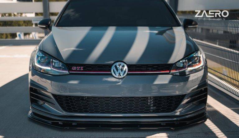 VW Golf GTI TCR EVO-1 Gloss Black Front Splitter by ZAERO (2017-2019, Mk7.5)