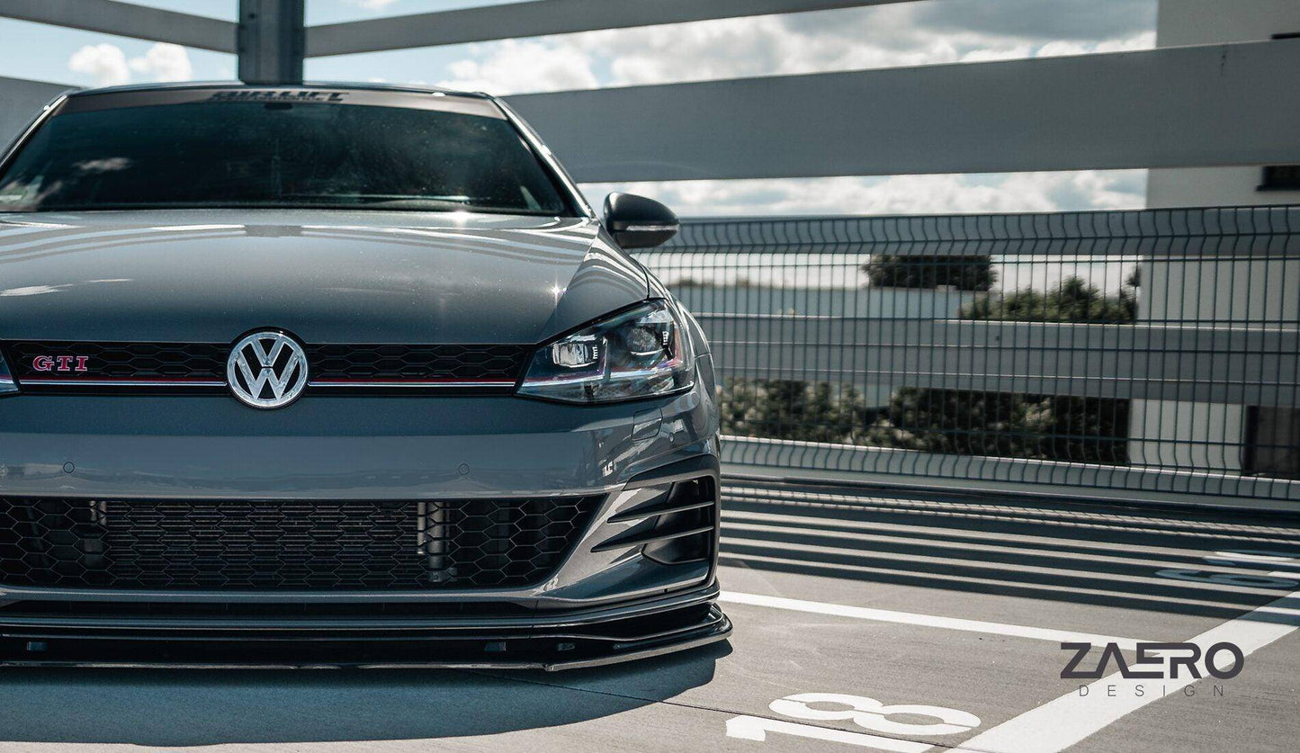 VW Golf GTI TCR EVO-1 Gloss Black Front Splitter by ZAERO (2017-2019, Mk7.5)