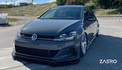 VW Golf GTI TCR EVO-1 Gloss Black Front Splitter by ZAERO (2017-2019, Mk7.5)