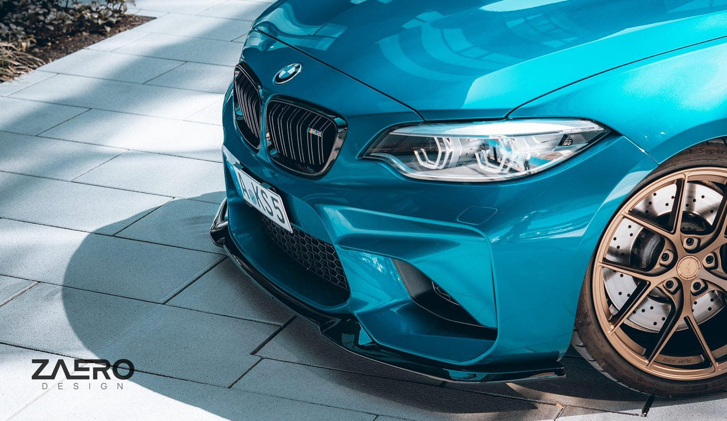 BMW M2 F87 EVO-S Gloss Black Front Splitter by ZAERO (2015-2018)